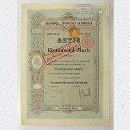 42 Aktien Baumwollspinnerei Germania, 1000 M, Juni 1909