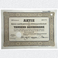 70 Aktien Kabel- und Drahtwerke AG, Wien, 1000 RM, 1942