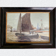 Ernst Frommhold, Aquarell, Hamburger Hafen, 20. Jh.