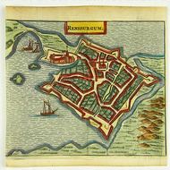 Rendsburg altkolorierte Kupferstich Karte Martin Zeiller 1656